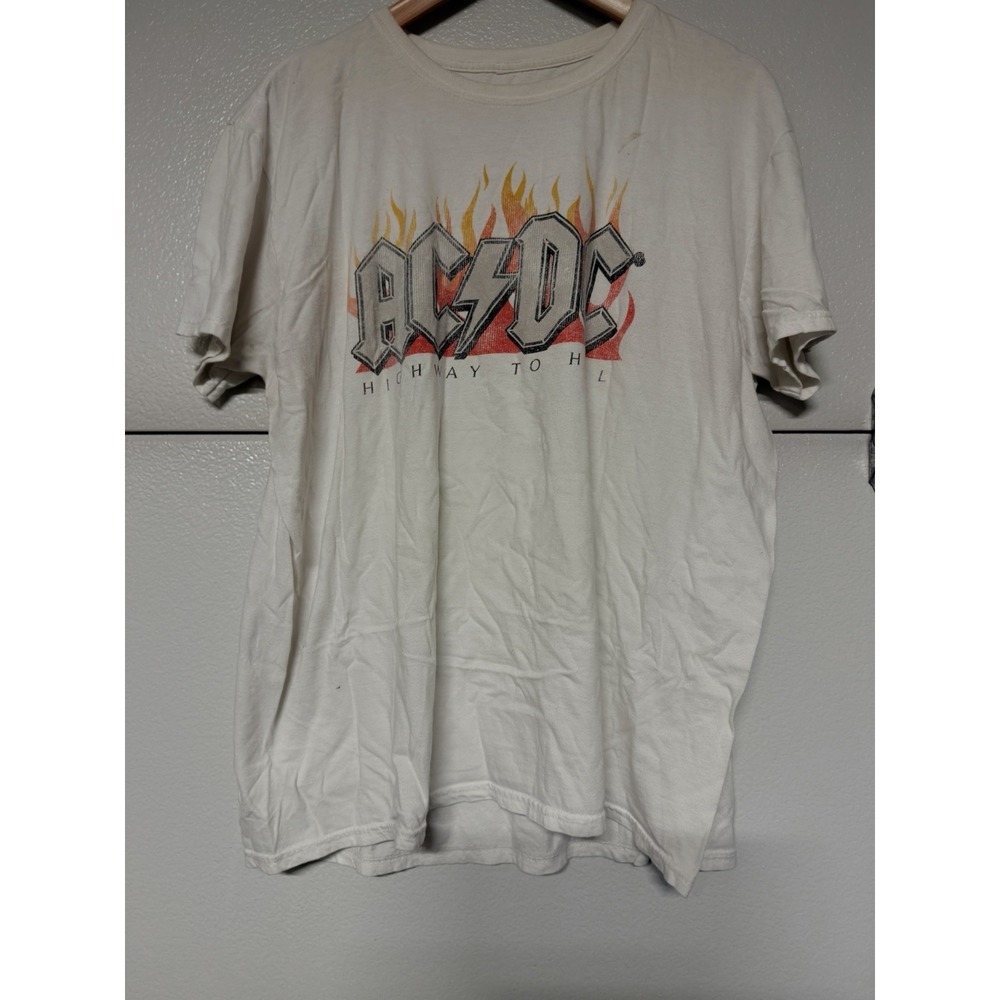 AC/DC Highway To Hell T-Shirt XLT Tall Off‎ White 100% Cotton Band Tee